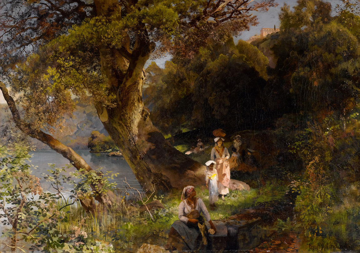 mediterranean landscape with figures 